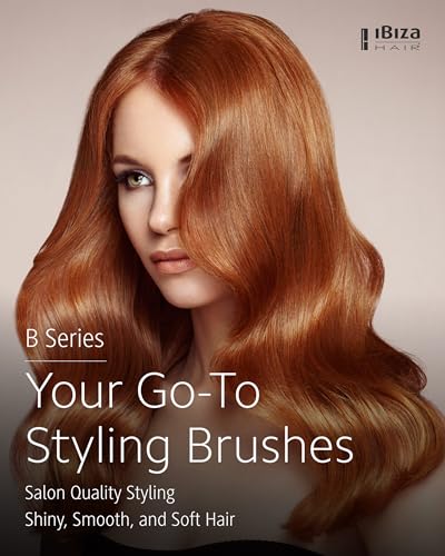Ibiza Hair Boar Bristle Round Brush (B3-55mm) | Blonde Bristles & Cork Handle | Ideal for Color Treated Tresses | Beachy Waves & Volume | Adds Shine & Texture for Medium to Long Styles - size: B3