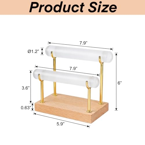 Selenite Charging Plate, Selenite Bracelet Holder Stand, Crystal Bracelet Holder, Unique Gifts For Crystal Lovers,Jewelry Wrap Watch Organizer Holder With Wooden Base For Bangles Charging Cleansing