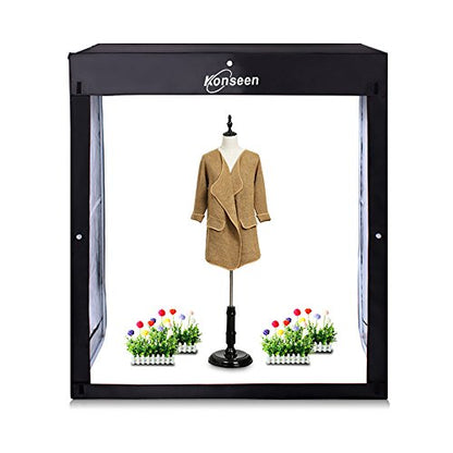 Photo LED Large Light Box Photography Konseen Professional 47"x20"x55" Continuous Lighting Flashery Video Studio Dimmable Cube Shooting Tents Softbox with 3 Colors PVC Backdrops and Carrying Bag - size: 47x20x55inch