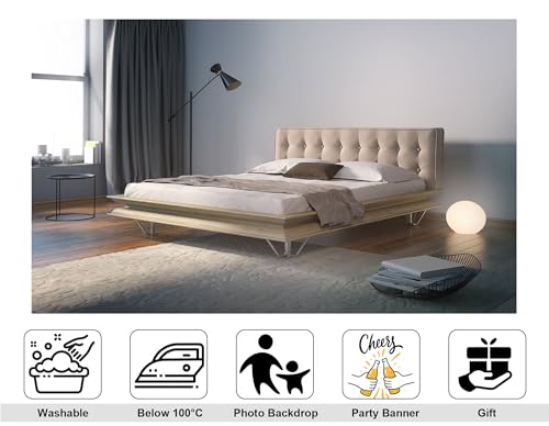 10x7ft Modern Minimalist Bedroom Backdrop Tufted Beige Headboard Neutral Tones Photography Background for Interior Lifestyle Furniture Decorations Tapestry Photo Booth Props - size: 10x7ft