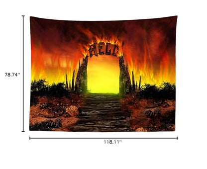 BELECO Hell Gate Photography Backdrop Fabric 10x6.5ft Hellfire Stairway to Hell Background Christian Religious Belief Church Event Party Decorations Backdrop Adult Artistic Portrait Photoshoot Props - size: 10x6.5ft