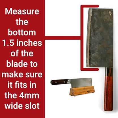 Cleaver Stand | 8.25-inch wood meat cleaver knife storage block (Teak, 4mm) - size: 4mm