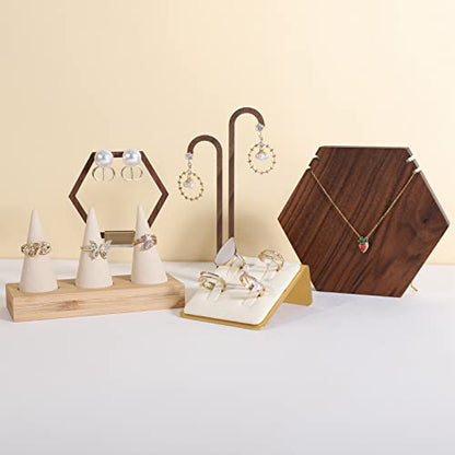 Beige Ring Display for Selling, Jewelry Ring Organizer-Velvet Metal Series - color: Cream