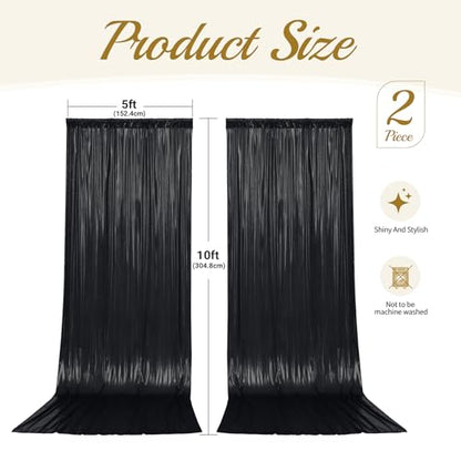 10x10ft Black Backdrop Curtains Glitter Sequin Photo Backdrop Curtain Fabric Black Shimmer Drapes Backdrop Bridal Baby Shower Wedding Birthday Party Photography Backdrops Photoshoot 5x10FT, 2 Panels - color: Black, size: 10 ft X 10 ft(2 Panels 5ft X 10ft)
