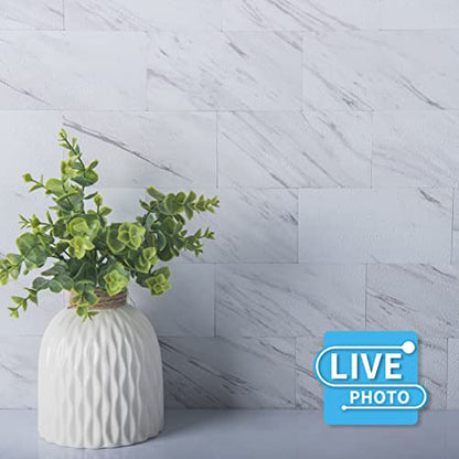 Art3d 102-Piece Peel and Stick Tile Backsplash for Kitchen Bathroom, 3in. × 6in. Stick on Subway Tile White Granite - color: White Granite