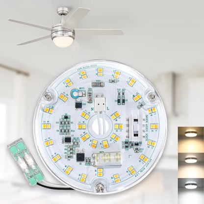 4 Inch Ceiling Fan LED Light Replacement, 18W 2200LM 3000K 4000K 5000K LED Ceiling Fan Light Kit, Ceiling Fan Light Kit Replacement, 120V, CRI90, Dimmable - color: 3CCT 3000/4000/5000K