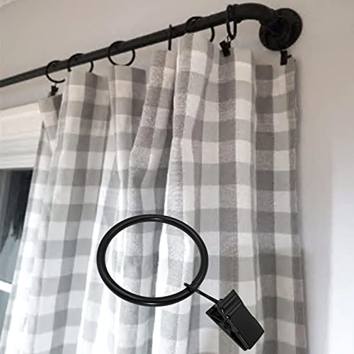 WeeksEight 40 Pack Black Curtain Rings with Clips, Curtain Hooks Hangers Clip Rings for Hanging Drapes Bows Hat, Drapery Rings 1.5 in I D, Fits up to 1.2 in Diameter Curtain Rod. - color: Black, size: 1.5" I D Set of 40