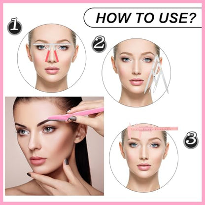 Weewooday 6 Pieces Tattoo Eyebrows Rulers 3 Point Positioning Ruler Mini Caliper Double Scale Vernier Calipers Eyebrow Caliper Microblading Ruler Measuring Tool with Eyebrow Shaver(Pink) - color: Pink