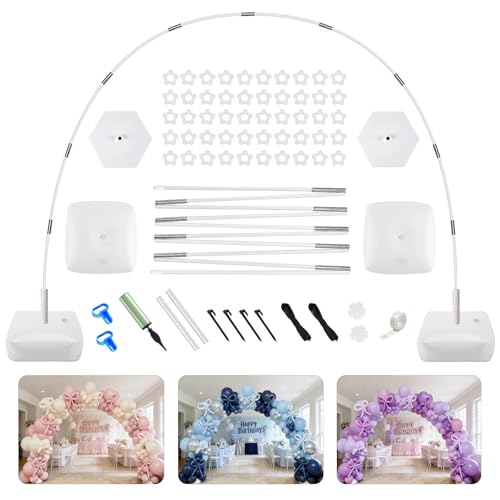 Balloon Arch Kit, 10FT Wide 9FT High Adjustable Balloon Arch Stand with Water Fillable Bases & Balloon Clips, Sturdy Arch Backdrop Stand for Birthday Wedding Baby Shower Graduation Party Decorations