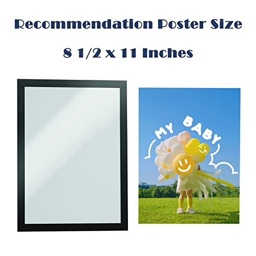 JIUYE 8.5" x 11" Magnetic Document Paper Holder Backside with Magnetic Tape,Magnetic Display Frame for Sign/Notice/Photo,work on Metal and Magnetic Surface (Frosted Surface,12Pcs) - size: 8.5" x 11" Size