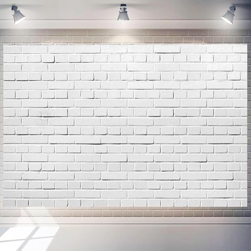 White Brick Wall Photo Backdrop 8 x 6 ft Polyester Fabric Vintage White Grey Stone Wall Background Kids Adults Portrait Photo Booth for Birthday Graduation Party Home Decoration Banner - color: WHITE, size: 8x6 FT