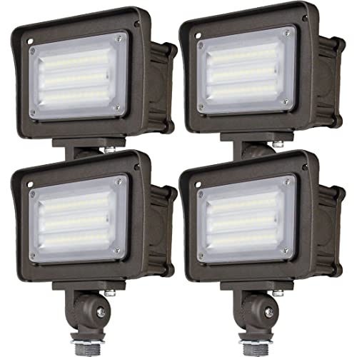 DAKASON 30W LED Flood Light Outdoor, Dusk-to-Dawn Photocell 180° Adjustable Knuckle, 3600LM 5000K Replaces 100W HPS/MH, IP65 Waterproof Outdoor Security Lighting Fixture, ETL Listed, 4 Pack - size: 4 Pack