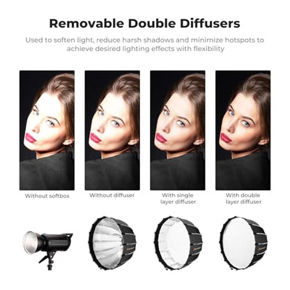 K&F CONCEPT 47“/120cm Softbox Parabolic Hexadecagon Compatible with Bowens Mount, with Honeycomb Grid, Light Diffusers, Carrying Bag, for Photography Studio Speedlite Flash and Monolight