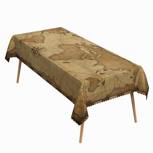 54x70 Inch Vintage Rectangular Tablecloth Old Antique Brown Explorer Map Compass Nautical Adventure Theme Table Cloth Washable Durable Table Cover for Kitchen Dining Study Party Decor - color: Color8, size: 70" x 54" (Rectangular)