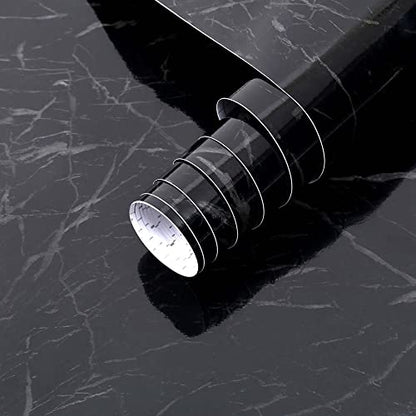 Arthome Black Marble,17"x120" Inches Peel and Stick Wallpaper, Black Marble Contact Paper Self-Adhesive and Removable Vinyl Wallpaper Waterproof Contact Paper for Cabinets Countertops Wall Covering - color: Black Marble, size: 17" x 120"