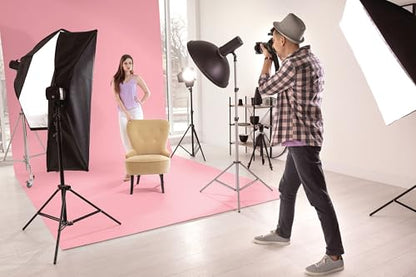 Denny Manufacturing - Seamless Paper Backdrop for Photography, Pink Seamless Paper Roll - Light Pink (53 in x 36 ft) Includes Free Roll Black Gaffer Tape (2 in x 13 ft) - color: Light Pink, size: 53 in x 36 ft
