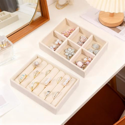 2pcs Ring Holder Display 6 Grid Jewelry Drawer Organizers Trays Small Ring Organizer for Jewelry Rings TrayRings Holder Display Tray Necklace Insert Holders Case for Girl Store Selling or Home Show