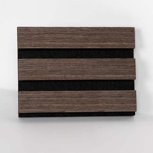 Smartstandard Sample Wood Slat Wall Panel, Soundproof Wooden Wall Panels, Acoustic Wood Panels for Wall, Dark Walnut, Sample Pack - color: Dark Walnut, size: 6" x 4.7"