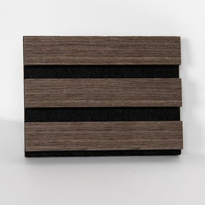 Smartstandard Sample Wood Slat Wall Panel, Soundproof Wooden Wall Panels, Acoustic Wood Panels for Wall, Dark Walnut, Sample Pack - color: Dark Walnut, size: 6" x 4.7"