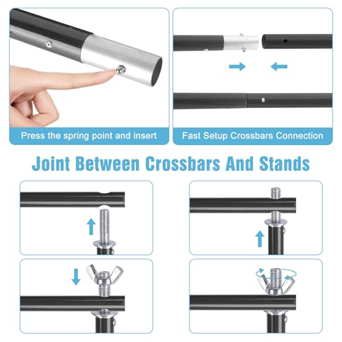 Adjustable Backdrop Stand, 6.5 x 10ft Photo Studio Background Stand Support kit with 4 Clamps, Carrying Bag, Photo Backdrop Stand for Party, Green Screen, Events Wedding Decoration, Photography