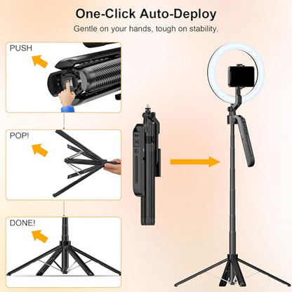 Vlogging Kit for iPhone Tripod with Ring Light 10", Smart Auto Face Tracking Tripod with Remote Control, One-Key Auto-Deploy, Phone Holder for Video Recording, Live Streaming - size: Tripod With 10'' Ring Light