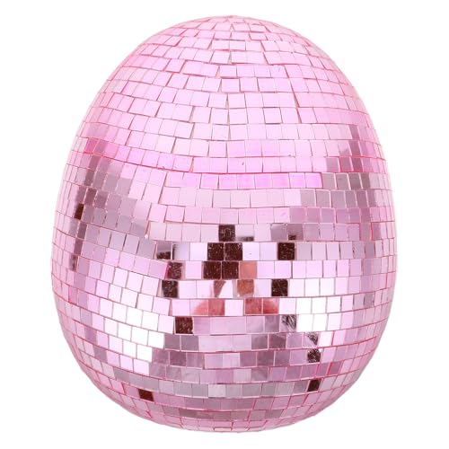 Levemolo Mirror Easter Egg: Mirror Disco Easter Egg Decoration for Garden Wedding - 8.7X6.7X5.5 Large Reflective Disco Ball Photo Prop for Tabletop Centerpiece, Pink - color: Pink