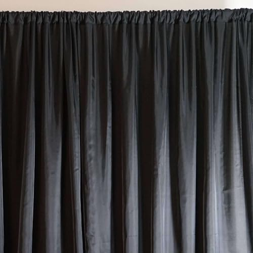 Efavormart 20ftx10ft Black Rod Ready Dual Layered Poly and Chiffon Backdrop Curtain - color: Black, size: 120"W x 240"L (Pack of 1)