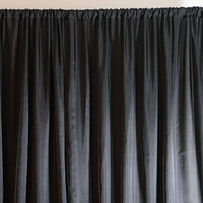 Efavormart 20ftx10ft Black Rod Ready Dual Layered Poly and Chiffon Backdrop Curtain - color: Black, size: 120"W x 240"L (Pack of 1)