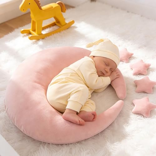 Newborn Photography Props 5Pcs Baby Moon Star Pillow Set Newborn Photography Posing Pillows Adjustable Photography Props, Pink - color: Pink