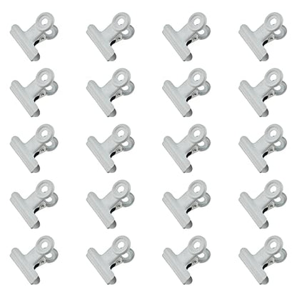 HAHIYO 1.25inch White Bulldog Clips Metal File Hinge Binder Clips Clamps Save Space Strong Spring Jaws Rock Solid Grip Book Lay Flat Deburred Edge for Hang Photos Wall Grid Dog Food 20PCS - size: White-1.25in-20P