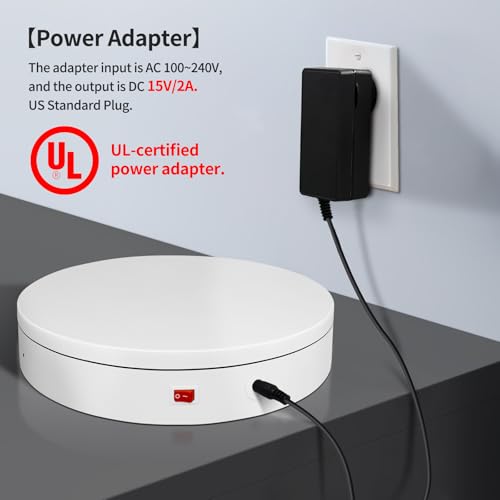 19.7In Remote Large Motorized electric turntable Rotating platform Photography Turntable Motorized lazy susan Base giratoria para for Photography,3D Scanner,Heavy duty display(Load Range:220~500lbs) - size: 19.7inch/White/500Lbs Load