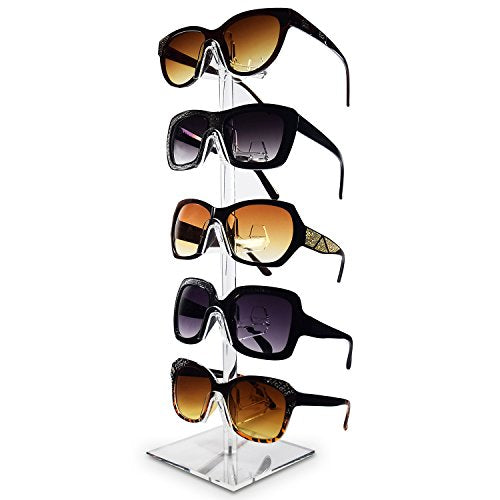 MOOCA 2 Pcs Set Premium Acrylic Sunglass Organizer, Glasses Holder, Sunglass Holder, Glasses Stand, Eye Glass Holder, 5 Frames for Each - color: 5 Frame Stand, 2 pcs