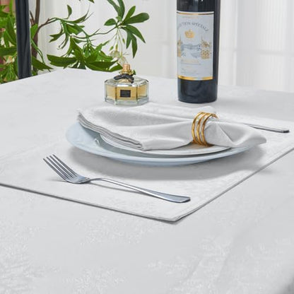 Cloth Napkins Set of 8–Square Jacquard sparkling metallic snowflake Fabric Polyester Washable Reusable Cloth Napkins for Kitchen Dinner Dining Restaurant Wedding Table(White Silver/17x17 Inch) - color: White Silver