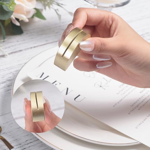 UNIQOOO 10 Set 2" Arch Gold Birch Wood Stand with Cards |1.2mm Slot, for Name Cards, Place Card Holder, Photo Display Stand | for Event Decor, Retail Shop, Cafe Restaurant Menu, Business Card, Name Tag - color: Acrh Gold Birch