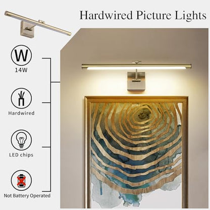 Joosenhouse Modern LED Picture Lights 24.4 inch, Antique Bronze Metal Artwork Display Lamp with Rotatable Sconces Lamp Head, 14W (70W Eqv.), Hardwired Connection, 3000K Warm White 840Lm… - color: Antique Bronze, size: Non-Dimmable 24.4" Long