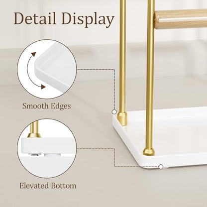 3 Tier Gold Jewelry Stand, Necklace Organizer, Earring Holder with 44 Holes and 9 Hooks, for Necklaces, Bracelets, Rings - color: Gold