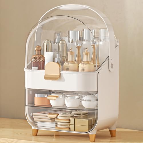 Makeup Organizer Countertop, Skincare Holder Bathroom Counter Organizer, Storage Box Cosmetic Display Cases, Teen Girl Gifts Make up Organizers for Vanity, Dresser (Rose Gold) - color: Rose Gold