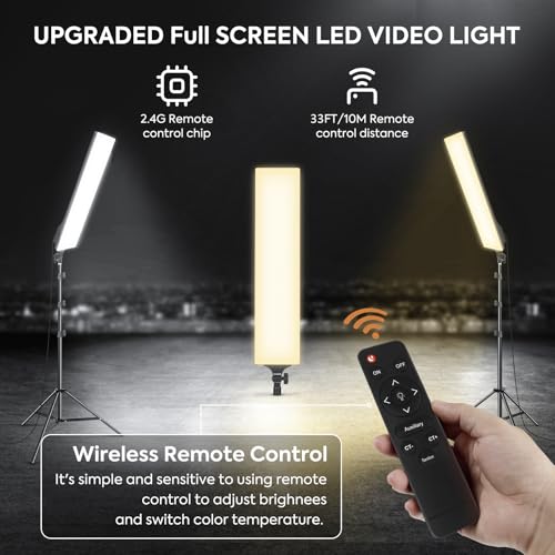 LED Video Light Kit 23.6", 2 Pack Photography Lighting 2500-7500K Dimmable Photo Studio Light 36W Streaming Light with Remote Control & Stand for YouTube TikTok Video Recording Gaming (23.6 inch)