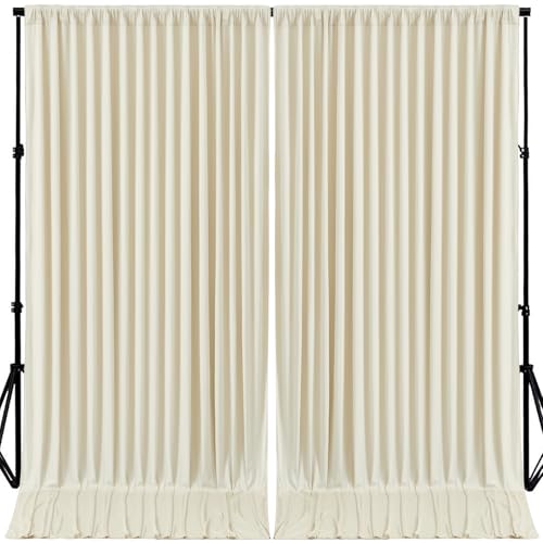 10ft x 10ft Light Beige Backdrop Curtains Panels for Party Wrinkle Free Fabric Backdrop Drapes Decorations Cloth for Wedding Baby Shower Photography Engagement Party Gender Reveal Background Curtain - color: Light Beige, size: W5' x H10'(2 panels)