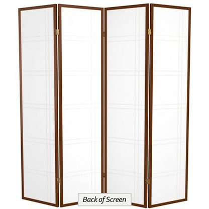 Red Lantern 6 ft. Tall Double Cross Shoji Screen - Walnut - 4 Panels - color: Walnut, size: 4 Panel