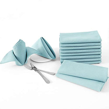 H.VERSAILTEX Cloth Napkins Set of 12 (18" X 18") Linen Textured Dinner Napkins Waterproof Extra Soft Thick Durable Reusable Napkins with Hemmed Edges for Dinners, Weddings and Everyday Use, Aqua - color: Aqua, size: 18" x 18" (Square)