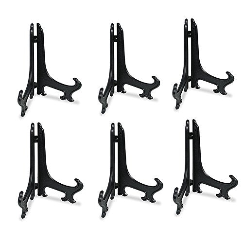 Artliving 8 Inch Black 6pcs/Set Plastic Easels Plate Display Stands Picture Frame Stand Holder - color: Black, size: 8 Inch (6 Pack)