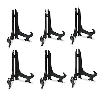 Artliving 8 Inch Black 6pcs/Set Plastic Easels Plate Display Stands Picture Frame Stand Holder - color: Black, size: 8 Inch (6 Pack)