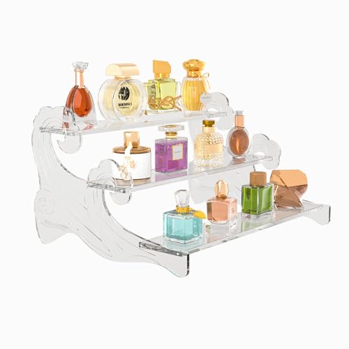 3-Tier Acrylic Display Shelf for Perfume Organizer, Cupcake Stand, Collectible Figures - Clear Fragrance Rack, Dessert Tower