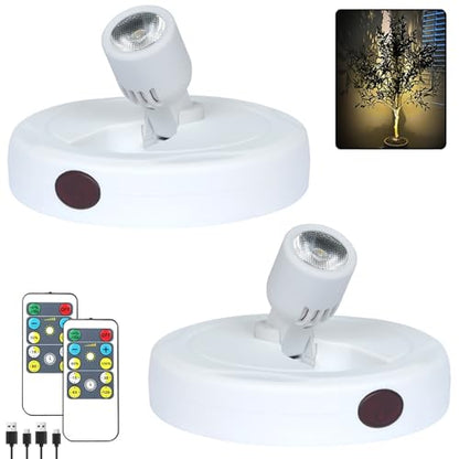 HAMVIDNE LED Spotlight, Rechargeable Battery Picture Lights, Uplighting Indoor, Spot Light with Remote, Plant Tree & Wall Art Display Dartboard Closet Spotlight-White - color: Chargeable White, size: 2 Pack