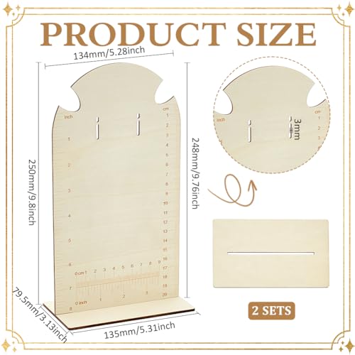 FINGERINSPIRE 2 Pcs Earring Measurement Display Stand 5.3x3x9.8 Wood Ear Stud Stand Earring Organizer Frame with Measurements Floral White Arch-Shaped Earring Holder for Measuring Selling Earring - size: 5.3x3x9.8"