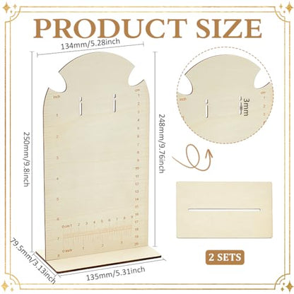 FINGERINSPIRE 2 Pcs Earring Measurement Display Stand 5.3x3x9.8 Wood Ear Stud Stand Earring Organizer Frame with Measurements Floral White Arch-Shaped Earring Holder for Measuring Selling Earring - size: 5.3x3x9.8"