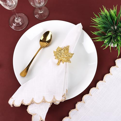 CLEENTABLE Maple Leaf Napkin Rings - Set of 12 Handcrafted Aluminum Napkin Holders for Cloth & Paper Napkins, Elegant Table Décor for Wedding Receptions Thanksgiving Christmas Holiday Parties (Gold) - color: Gold, size: Pack of 12