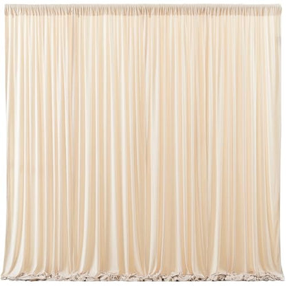 Deep Champagne Backdrop Curtain 4 Panels-Wrinkle-Free Curtains Polyester Photography Drapes for Baby Shower Birthday Party Photo Background Backdrop Stand- 16 X10FT (Champagne) - color: Champagne, size: W4' x H10'(4 panels)
