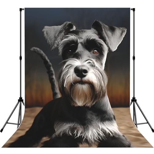 Animal Schnauzer Dog Backdrop Background for Photography 5x7ft Photobooth Professional Photo Backdrop Curtains Video Photography Studio Photo Backgrounds Banner Booth Background Screen Parties - color: Animal Schnauzer Dog